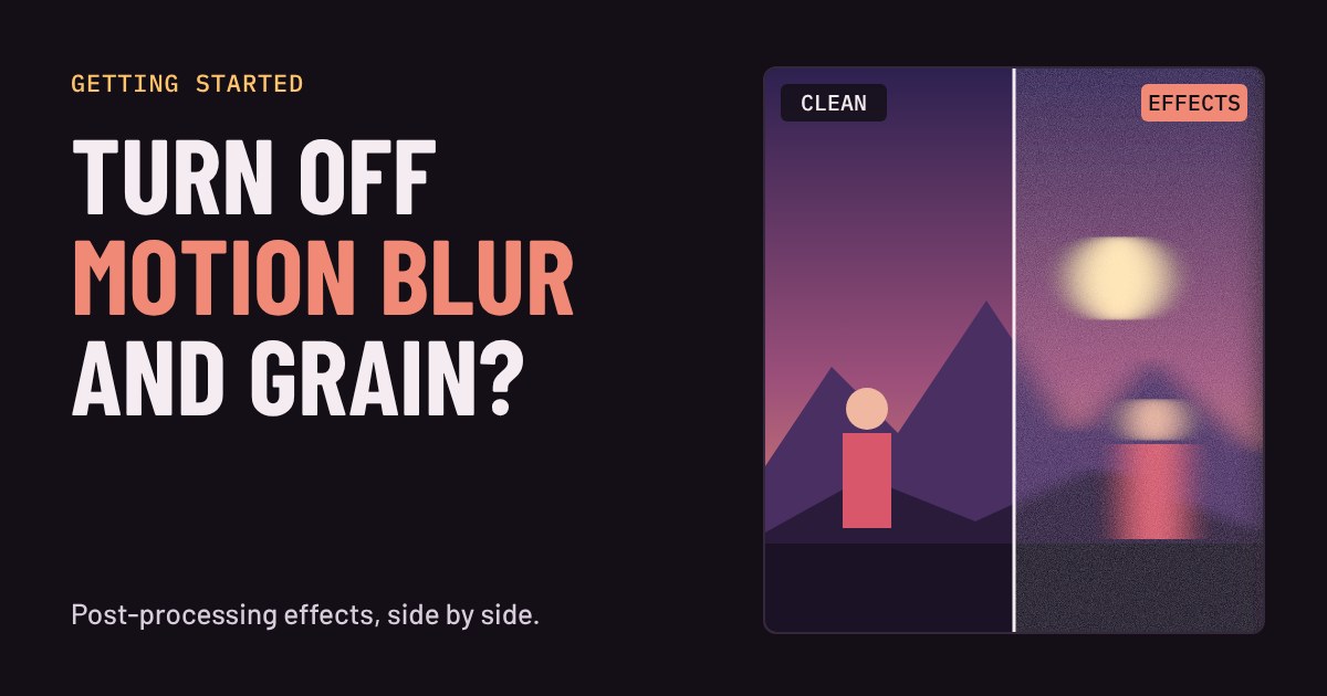 Split view of a dusk landscape with a figure: clean on the left, blurred and grainy with effects on the right