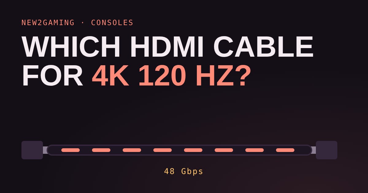 A glowing HDMI cable between a console and a TV carrying data pulses labelled 48 Gbps